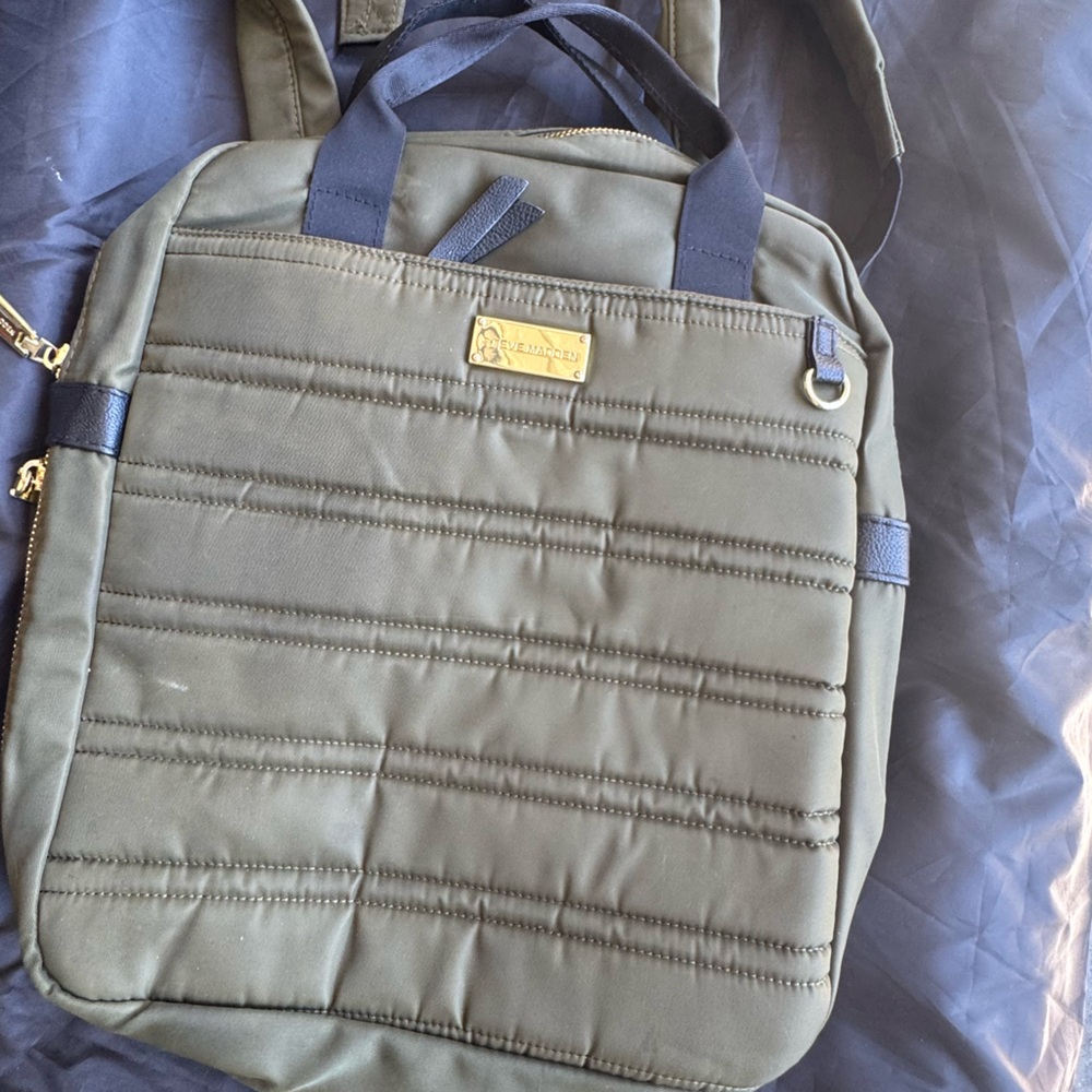 Olive Green Quilted Steve Madden backpack